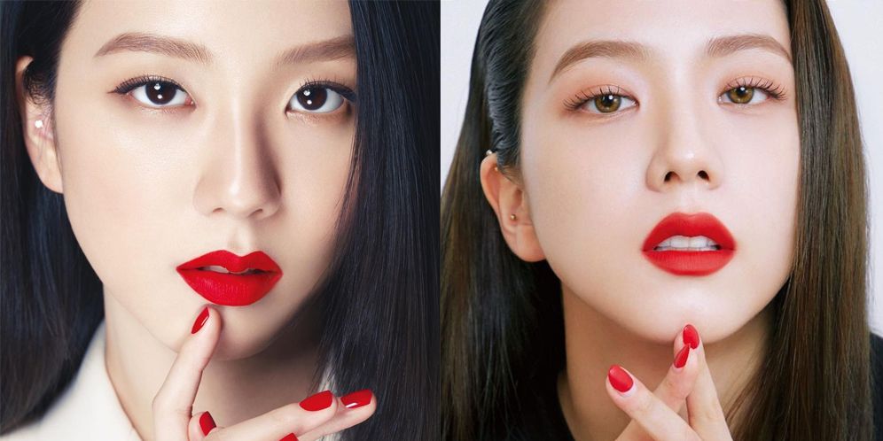 Pesona Jisoo BLACKPINK dengan lipstik merah