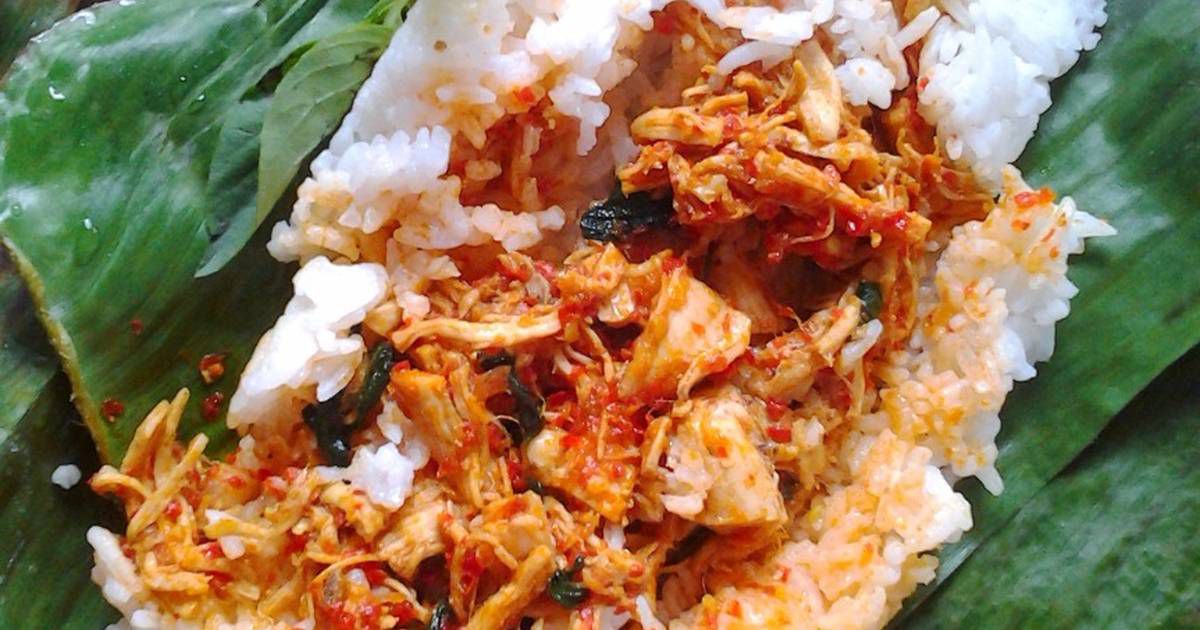 Resep Nasi Bakar Ayam Suwir Pedas