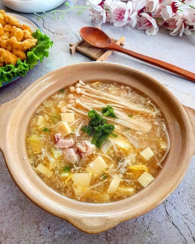 Resep Sup Tofu Jamur Enoki