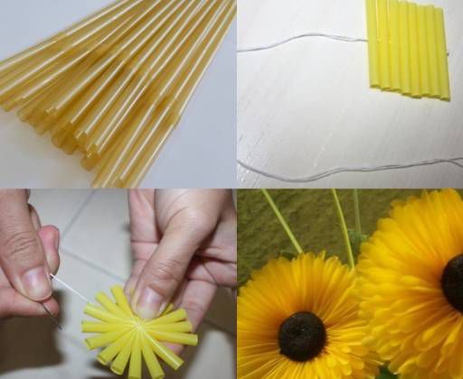Cara Membuat Bunga dari Sedotan Berbentuk Bunga Matahari
