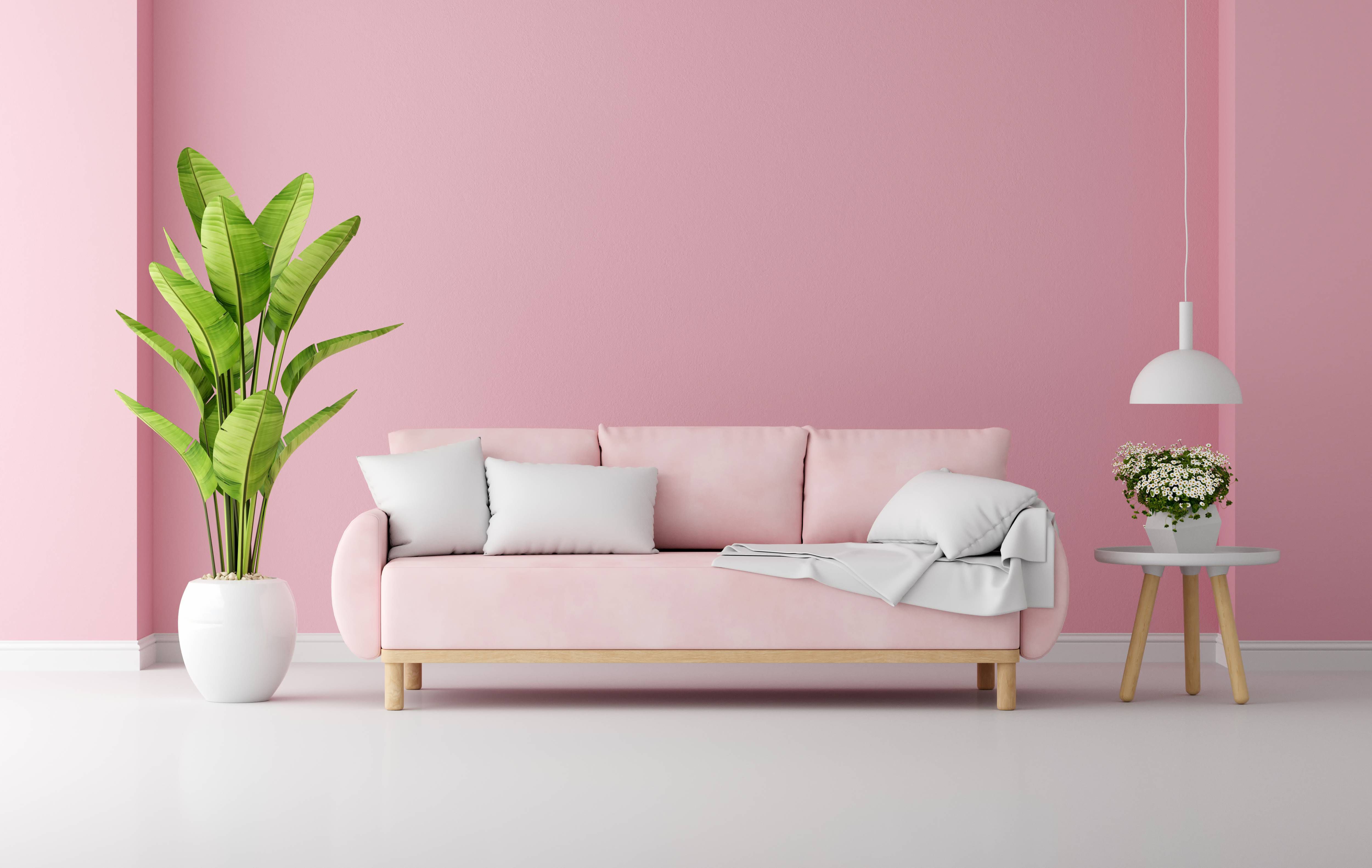 Kombinasi Warna Sofa yang Bagus - Pink Pastel dan Putih
