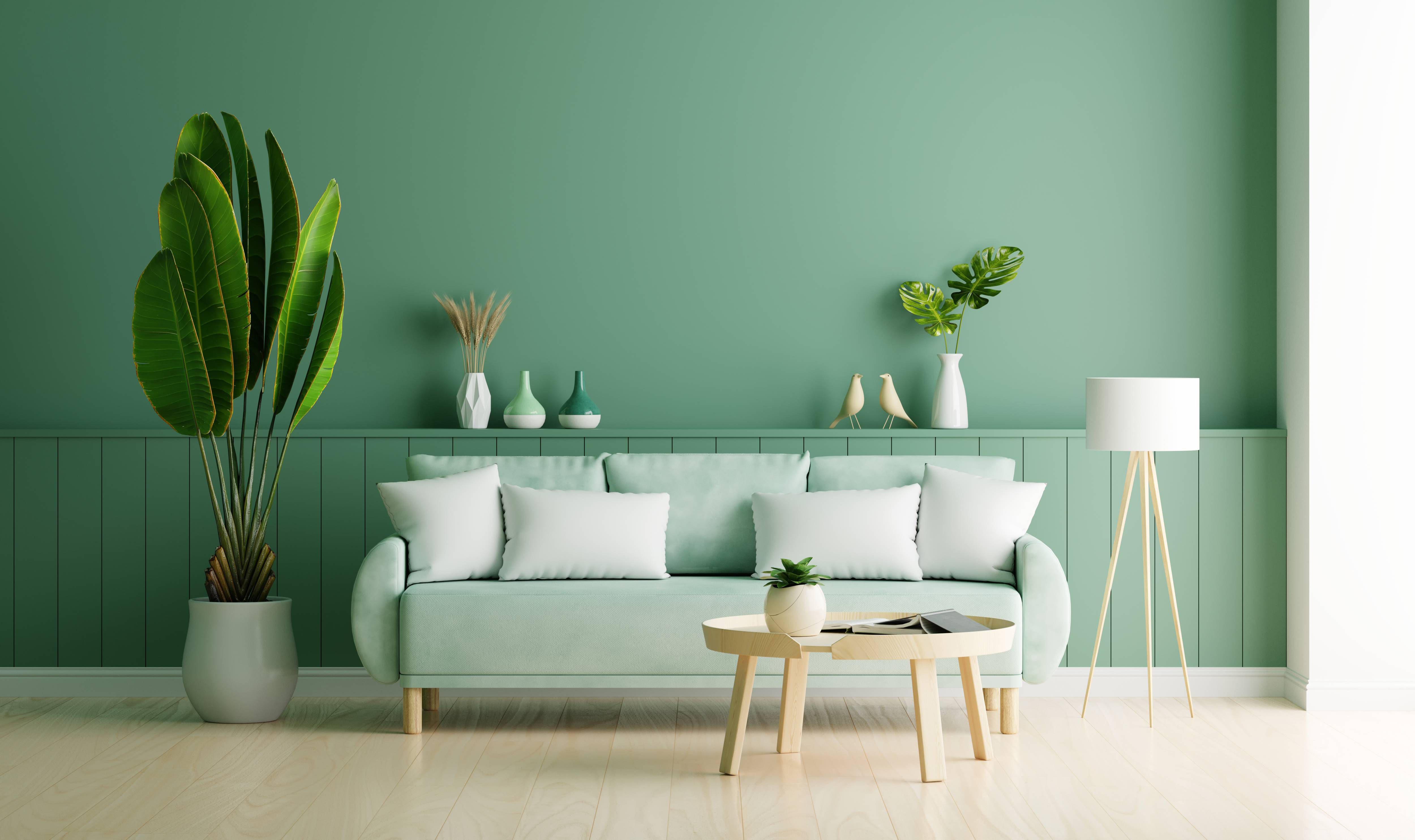 Kombinasi Warna Sofa yang Bagus - Hijau Sage dan Putih