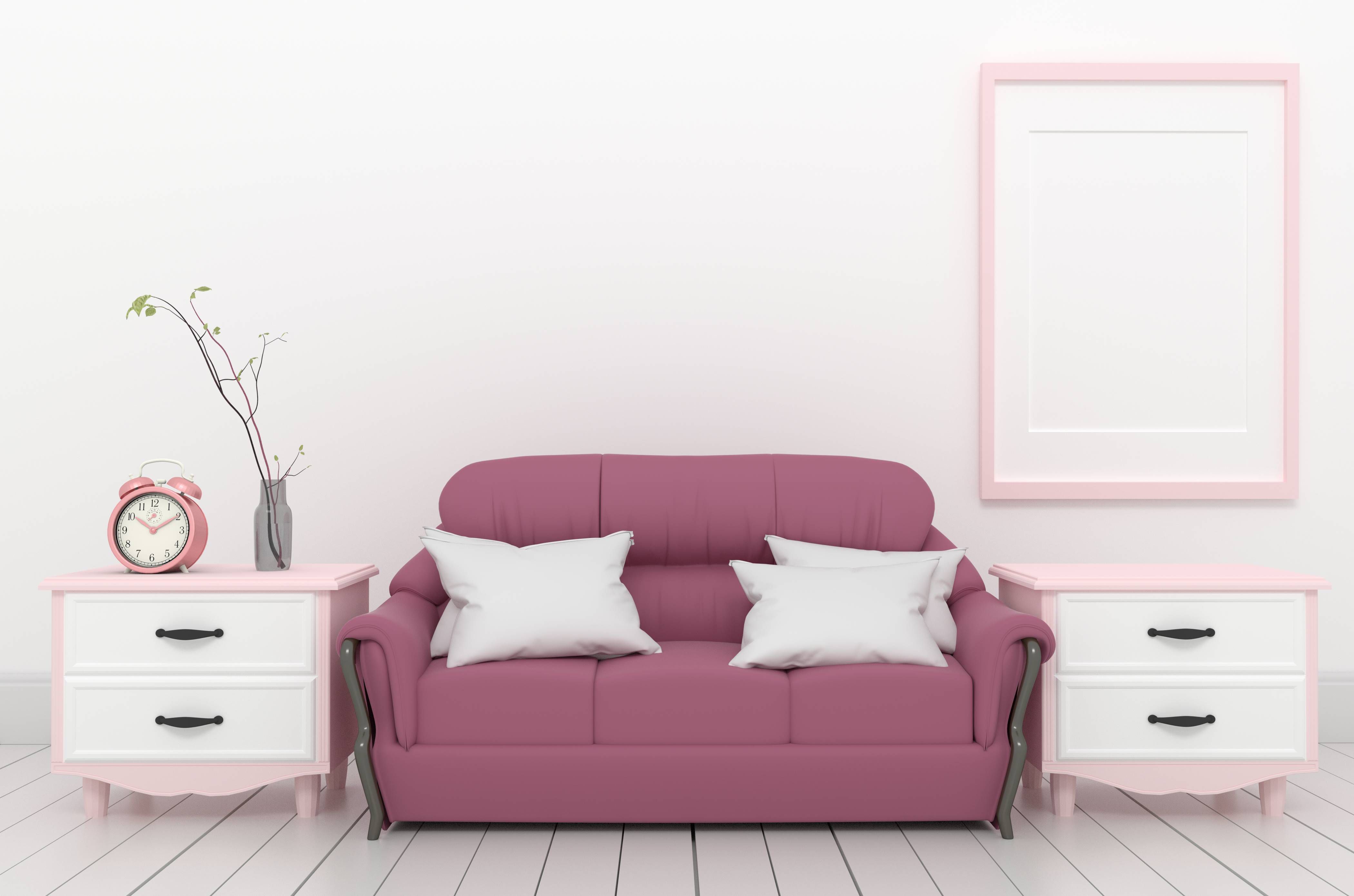 Kombinasi Warna Sofa yang Bagus - Ungu dan Putih
