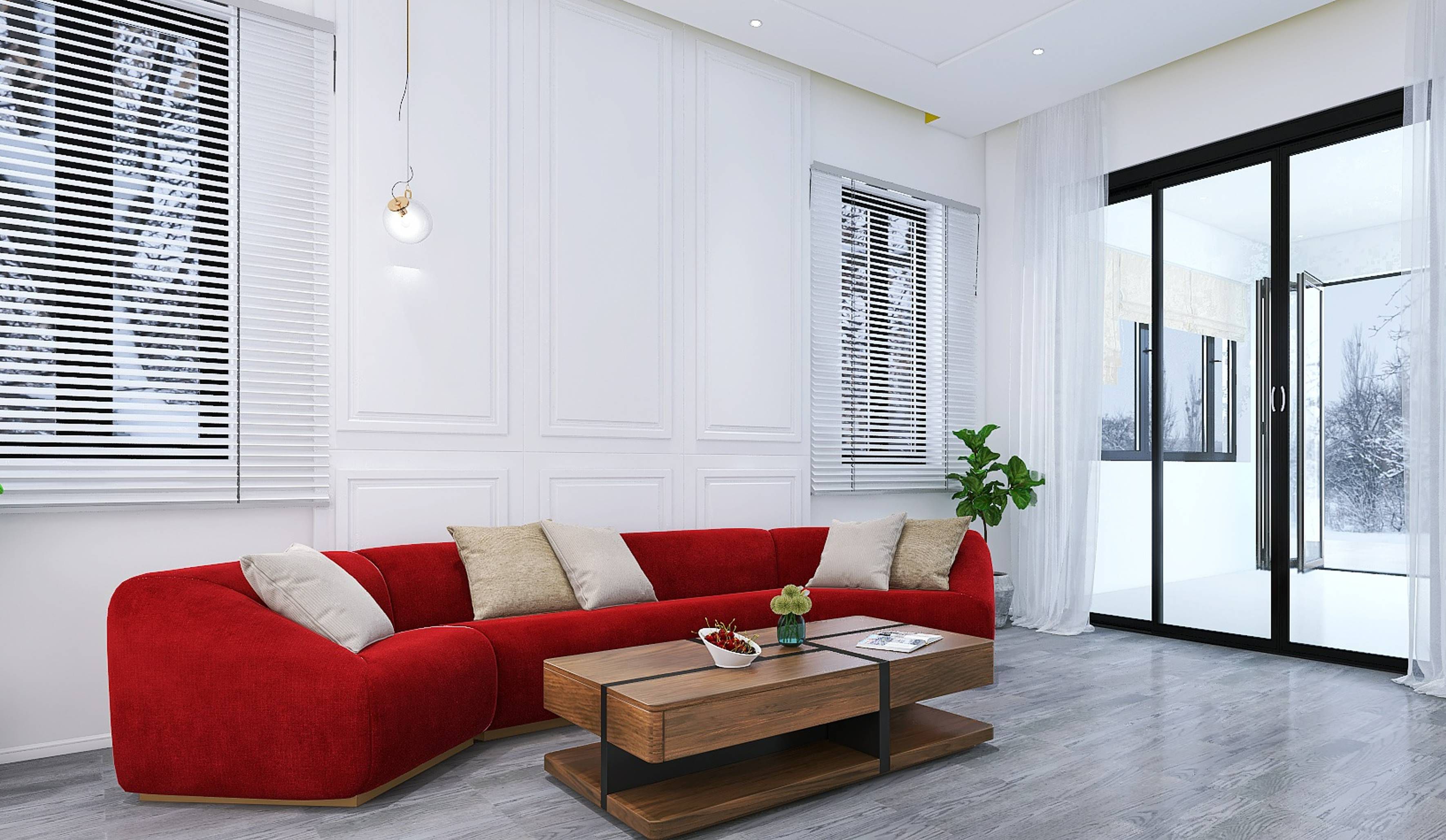 Kombinasi Warna Sofa yang Bagus - Putih dan Merah
