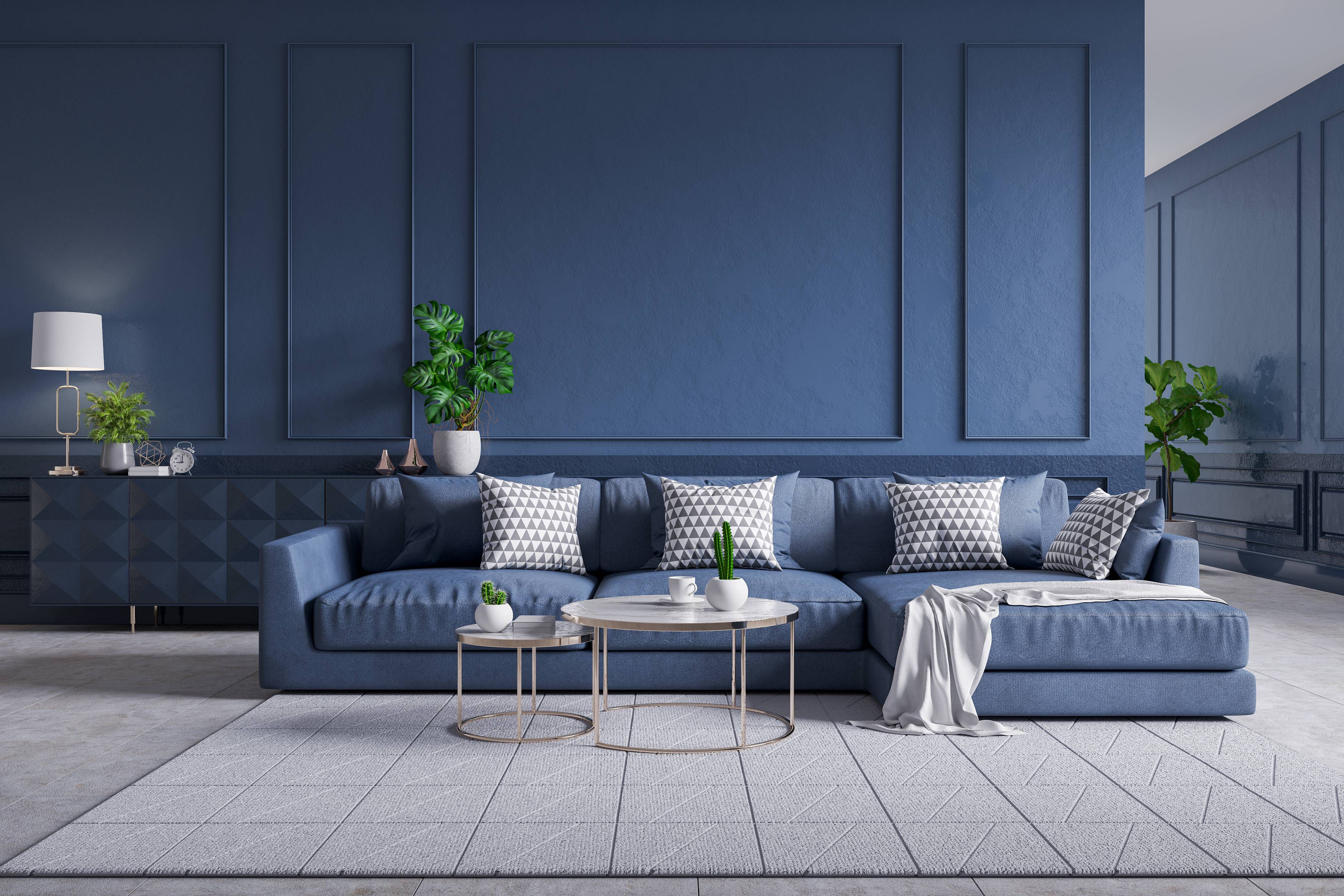 Kombinasi Warna Sofa yang Bagus - Navy dan Putih
