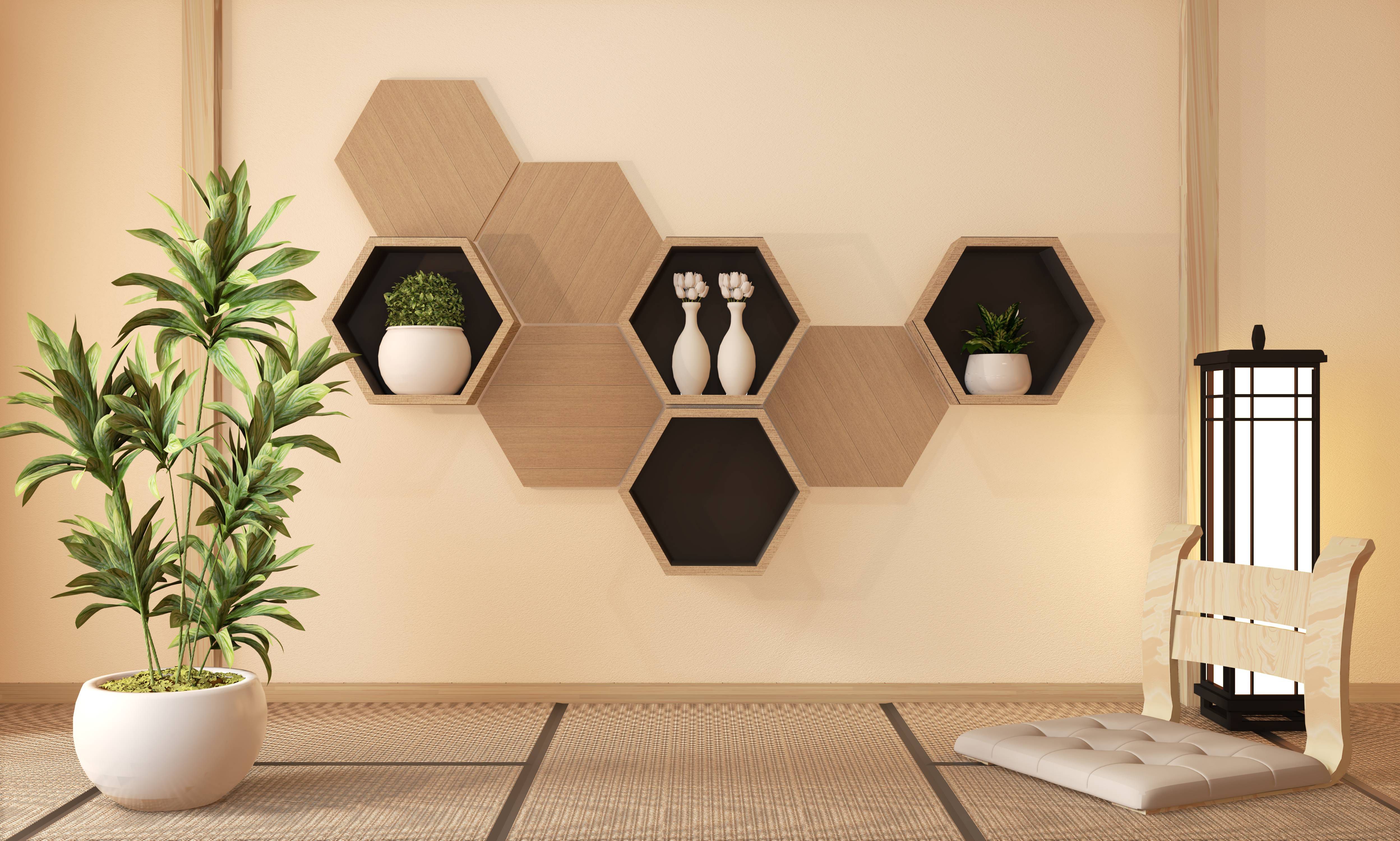 Inspirasi Hiasan Dinding Ruang Tamu - Hiasan Hexagonal