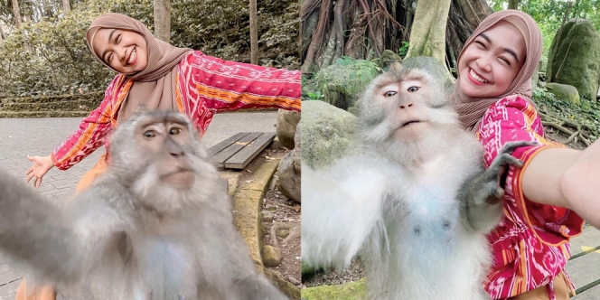 Kocak, Ria Ricis Bagikan Potret Selfienya Bareng Monyet yang Malah Dibilang Netizen Cocok!
