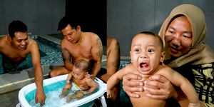 Ini Momen Perdana Baby Leslar Berendam di Kolam Air Panas Umum Tanpa Lesti Kejora dan Rizky Billar