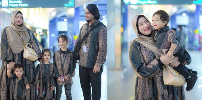Deretan Potret Keluarga Tasyi Athasyia Berangkat Umrah, Tampil dengan Baju Kembaran